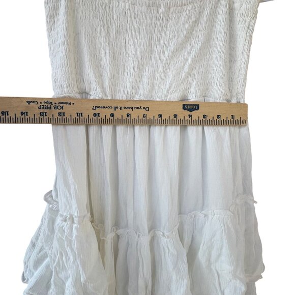White Strapless Tiered Maxi Dress By Blue Blossom Size Medium 100 % Rayon - Picture 10 of 11